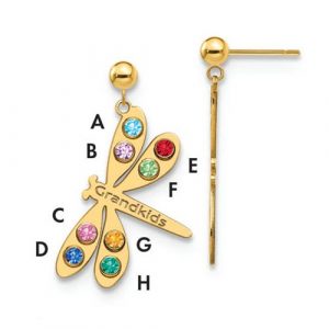 Dragonfly Name Earrings With 8 Birthstones