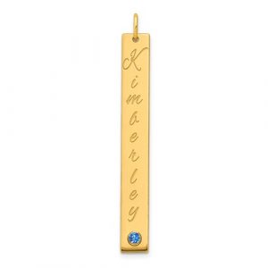 Large Vertical Bar Charm With Birthstone