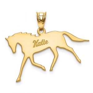 Laser Polished Horse Name Pendant