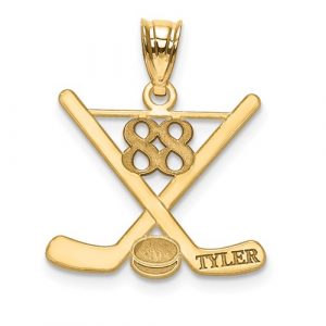 Laser Polished Name and Number Hockey Pendant