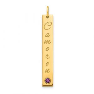 Medium Vertical Bar Charm With Birthstone
