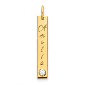 Small Vertical Bar Charm With Birthstone