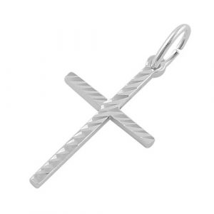 Sterling Silver Diamond Cut Cross Pendant