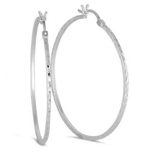 Sterling Silver Diamond Cut Hoop Earrings