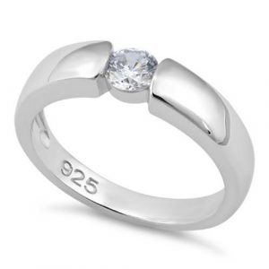Sterling Silver Channel Bezel Clear CZ Ring