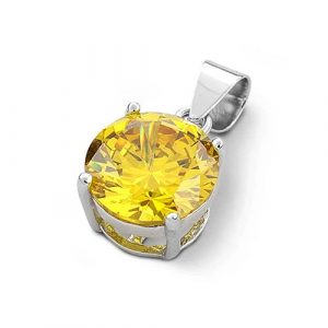 Sterling Silver Dark Gold Round CZ 10MM Pendant