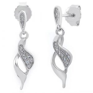 Sterling Silver Elegant CZ Dangle Earrings