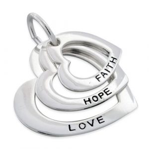 Sterling Silver Faith-Hope-Love Heart Pendant