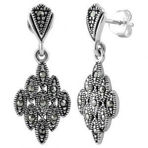 Sterling Silver Marquise Marcasite Earrings