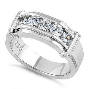 Sterling Silver Men'S Engagement CZ Rings