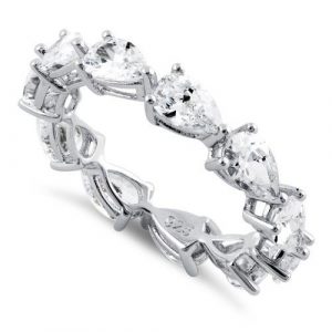 Sterling Silver Pear Clear CZ Eternity Ring