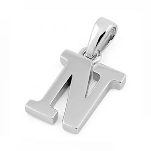 Sterling Silver Plain Letter N Pendant
