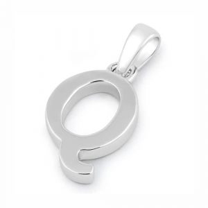 Sterling Silver Plain Letter Q Pendant