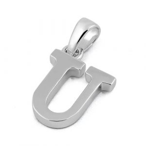 Sterling Silver Plain Letter U Pendant