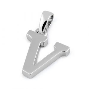 Sterling Silver Plain Letter V Pendant