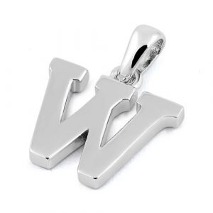 Sterling Silver Plain Letter W Pendant