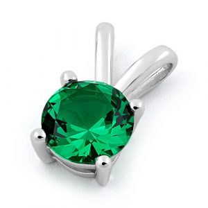 Sterling Silver Round Emerald CZ Pendant
