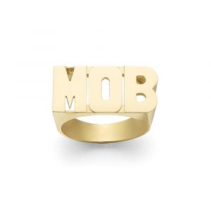 LJ082 Gold 10MM Block Letter Initial Ring