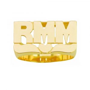 LJ097 Gold 9MM Block Letter Heart Name Ring