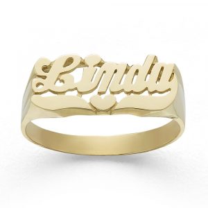 LJ103 10K Gold 7.5MM Shining Heart Name Ring