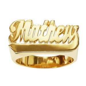 LJ107 Gold 10MM Plain Straight Tail Name Ring