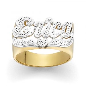 LJ110 Gold 11.5MM Delicate Style Name Ring