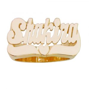 LJ111 Personalized Gold 12MM Large Size Script Letter Plain Heart Tail Name Ring