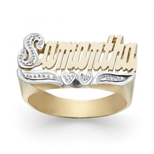 LJ113Dc Gold 10MM Heart To Heart Name Ring