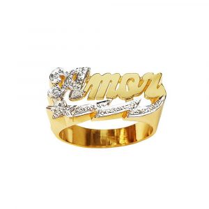 LJ122I Gold 12MM Bright Star Name Ring