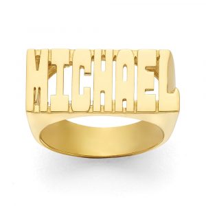 LJ133 Gold 10MM Bold Style Name Ring