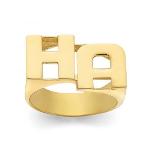 LJ135 Gold 10MM Diagonal Two Initial Ring