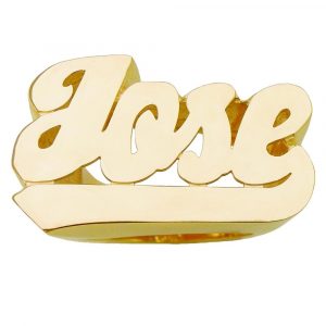 LJ190Z Personalized Gold 12MM High Top Large Size With Plain Script Letter Name Ring