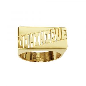 LJ34 Gold 10MM Rectangle Name Ring