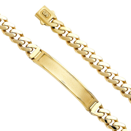 14KY 9.5mm Hol Cuban Monaco Bracelet with Frame ID